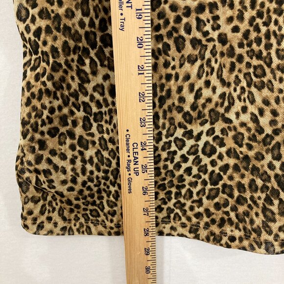 Lauren Ralph Lauren size 3X Leopard Print Ruffle Mesh Stretch Short Sleeve Top - Picture 6 of 10